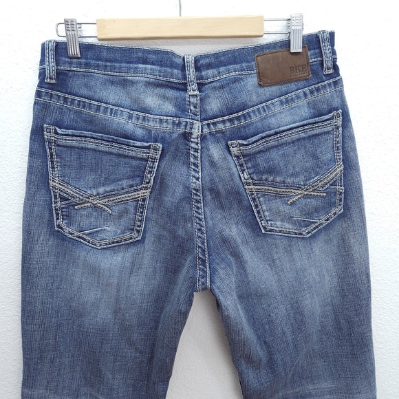MENS BKE Tyler Straight Jeans Medium Wash Stretch Zip/Button Fly Size 34 x 34 - Picture 8 of 12